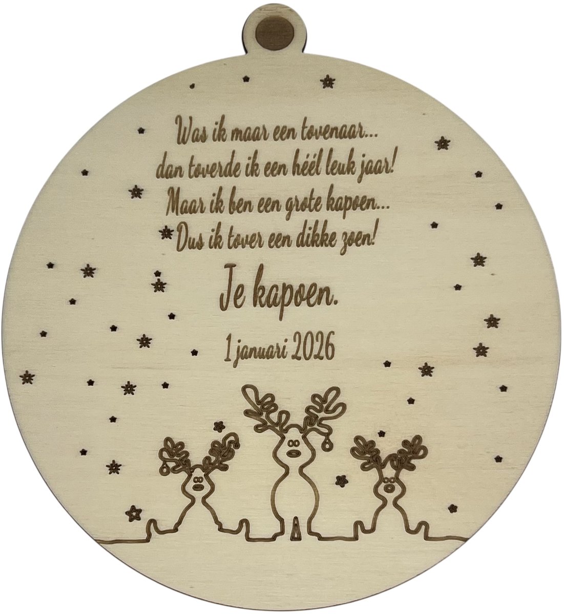 Kerstbal slee - Houten nieuwjaarsbrief | nieuwjaar | cadeautje | peter | meter | speciaal voor jou | nieuwjaarsbrief