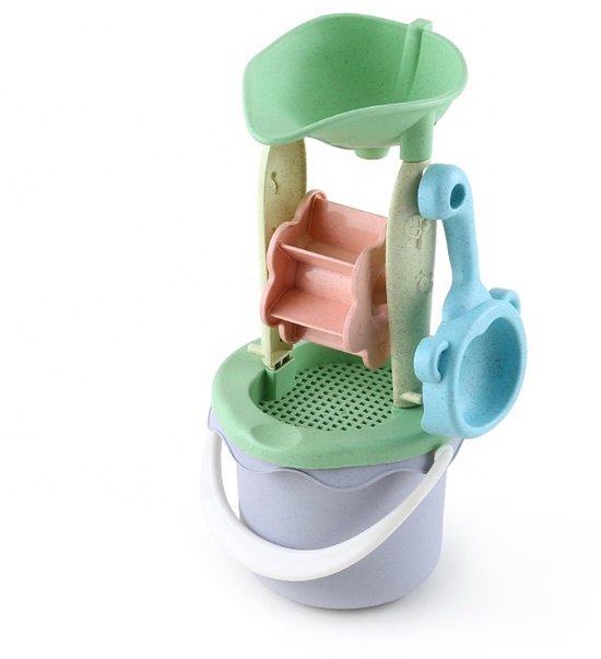 WOOPIE GREEN – Zandset 9-delig met Emmer & Zandmolen – Biologisch Afbreekbaar Eco Speelgoed voor Kinderen