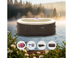 Luxe Opblaasbare Jacuzzi Spa voor 4 Personen – Bubbelbad met 120 Massagejets, Verwarmingssysteem tot 40°C, Binnen & Buiten Gebruik