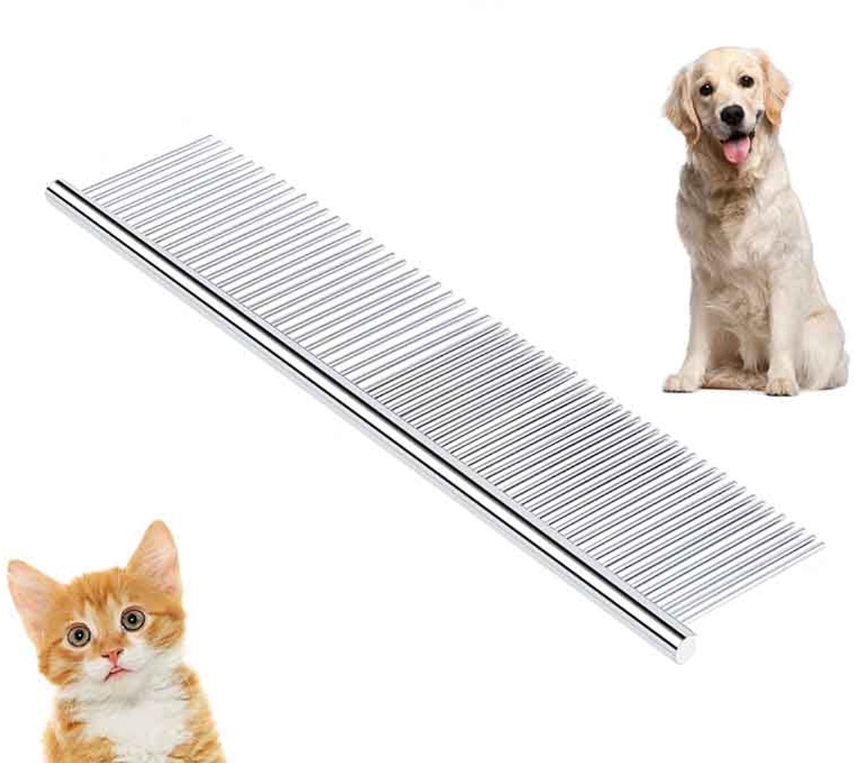 Grote Hondenkam - Vachtkam - Hondenkam - Kattenkjam - Vacht Kam - Staal - 25CM - 2 stuks - Grove en fijne kam - CHPN