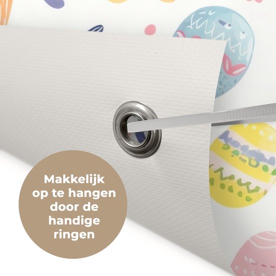 Tuinposter 40x30 cm - Tuindecoratie Patroon - Kip - Paaseieren - Poster voor in de tuin - Buiten decoratie - Schutting tuinschilderij - Tuindoek muurdecoratie - Wanddecoratie balkondoek - Pasen - Paasdecoratie - Paas versiering