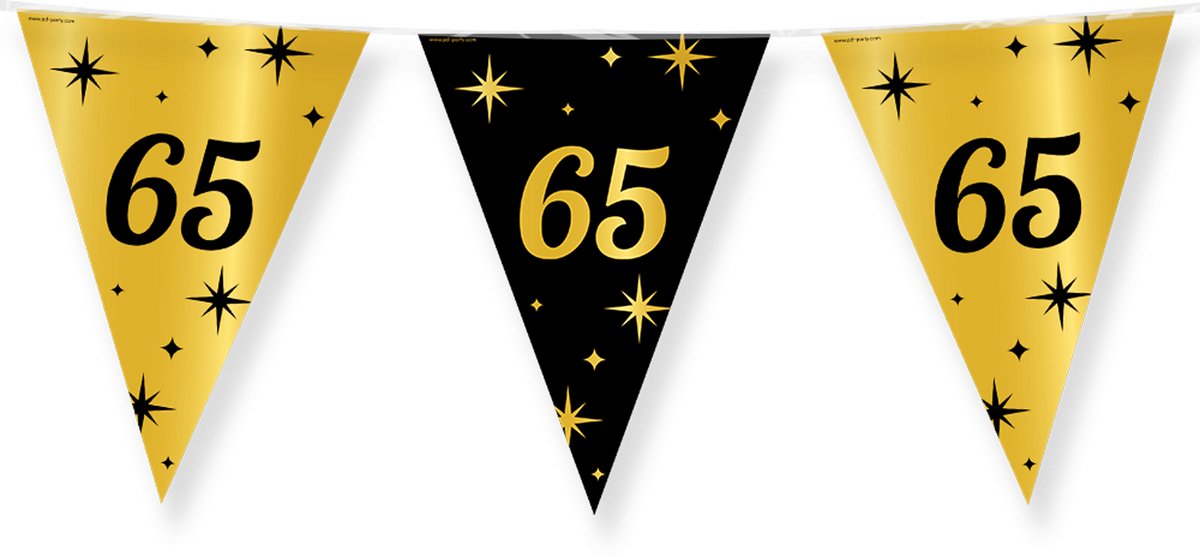 BTH - Slingers - 65 Jaar - Goud en Zwart - Slingers Verjaardag - Vlaggenlijn - 65 Jaar Verjaardag - Versiering - 1 Stuk — afbeelding 5