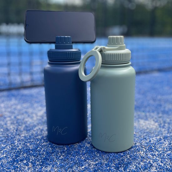 Volhoply 1 L Geïsoleerde Waterflessen 2 Pak Met Rietje Deksel & Tuit Deksel, Roestvrij Staal Sport Waterfles, Dubbele Wand Vacuüm, Lekvrije Brede Mond
