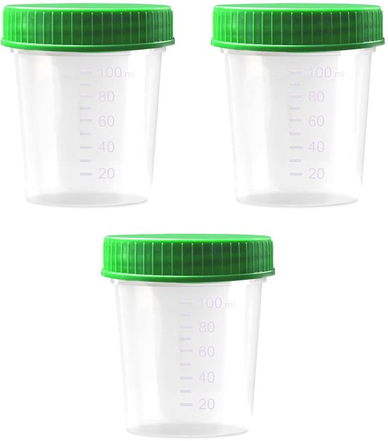 LATRAT Verzegelde container urine plastic bemonsteringsbeker 60 ml urinebeker met schroefdop geschikt voor volwassenen 20 stuks voor medisch gebruik in het laboratorium