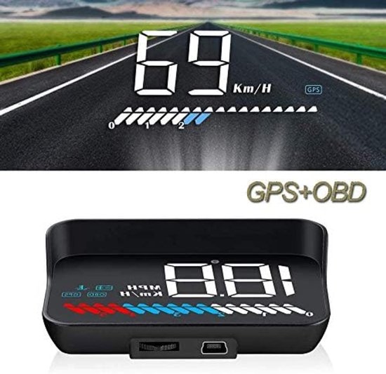 PolkaHome HUD snelheidsmeter – 3,5 inch – GPS en OBD2