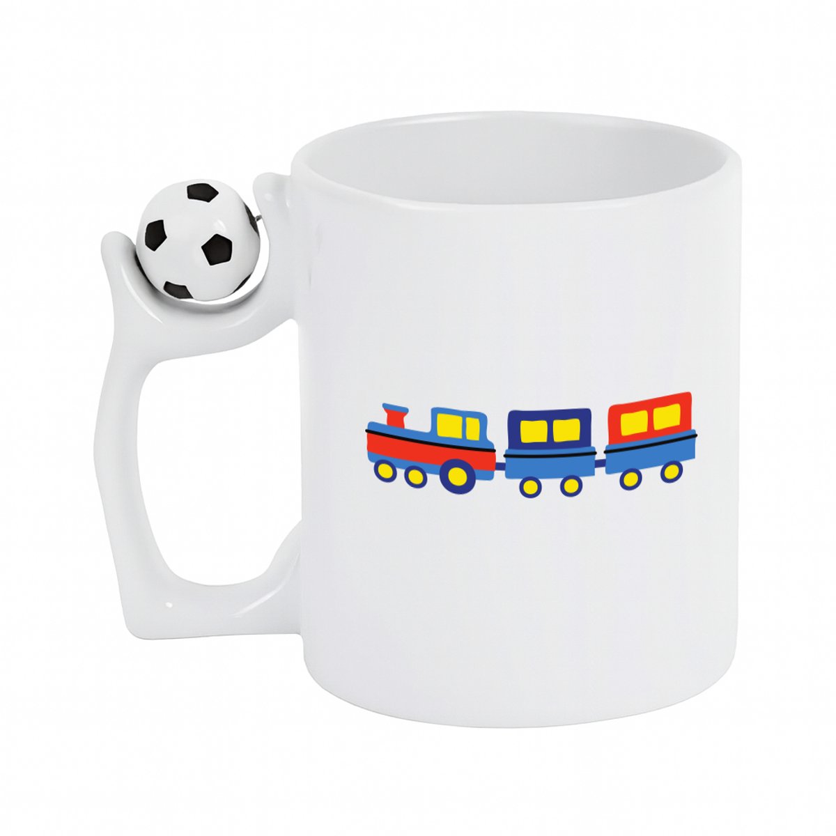 Hacebo® - Trein koffiebeker met voetbal wit - Treinmachinist - trein liefhebbers - thee mok - koffie beker - machinist - voertuig - koffiemok - 330 ML