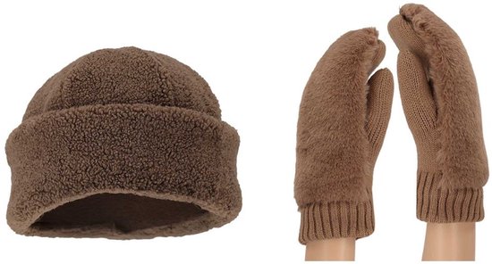 Morethansocks - Moufles et bonnet en peluche pour femme - Taille unique - Bonnet femme - Moufles pour Mitaines adulte