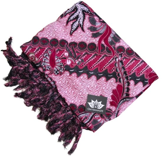 Om Namaste Sarong - 644 - batik - bloemen - roze van Om Namaste — afbeelding 3