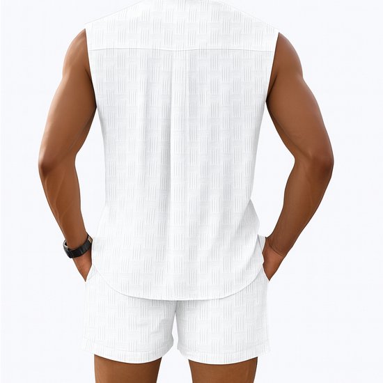 Oanviso Débardeur Homme Été Col Tunisien – T-Shirt Sans Manches Henley Casual Coupe Ample Confort Plage Sport