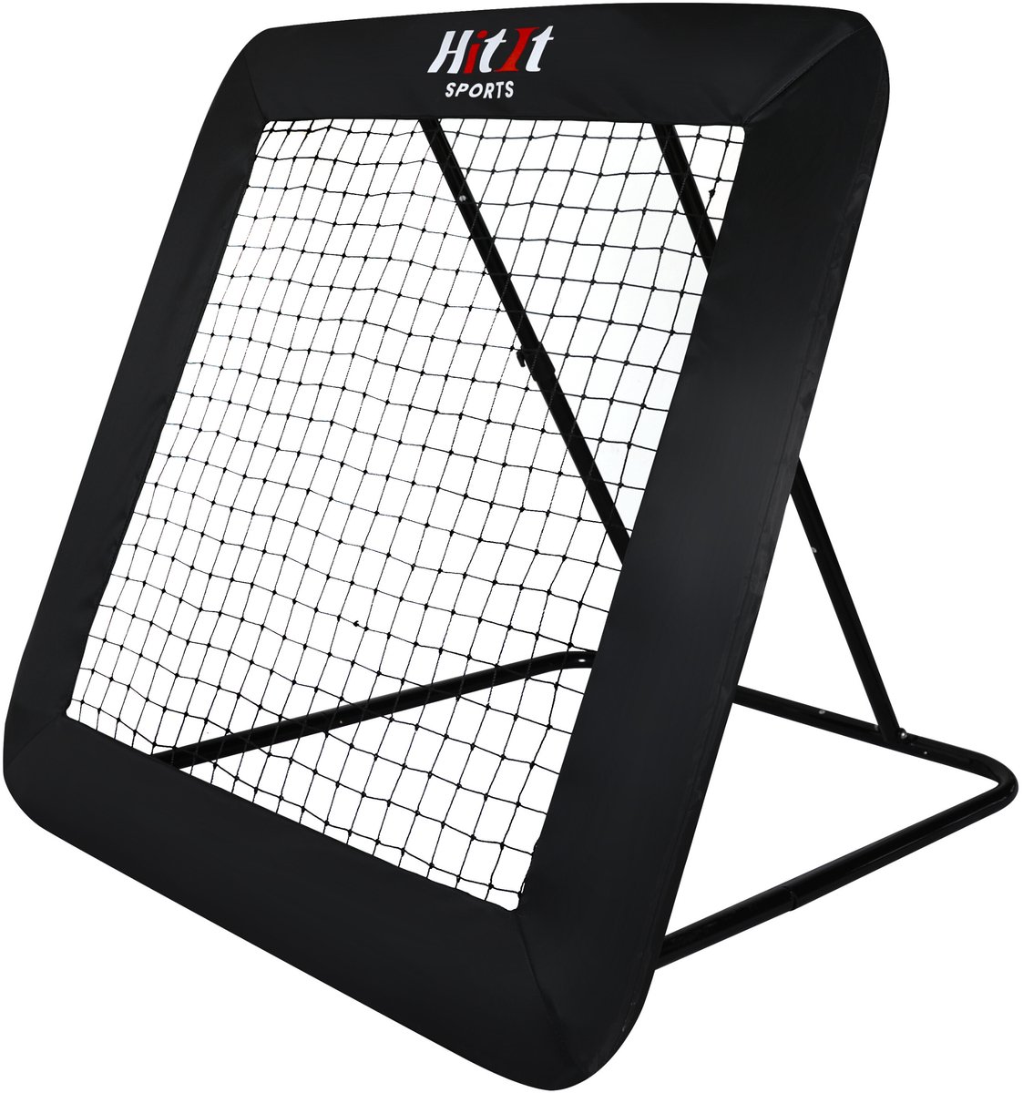 HitIt SPORTS® Rebounder Voetbal 124x124 cm – Sport Volleybal Korfbal Trampoline – Verstelbaar Trainingsmateriaal – Inklapbaar – Voetbal spullen – Inclusief Ebook