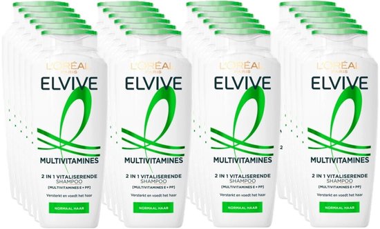 L’Oréal Paris Elvive Multivitamines 2 in 1 Shampoo - 12 x 250 ml - Voordeelverpakking - Jumbopakket