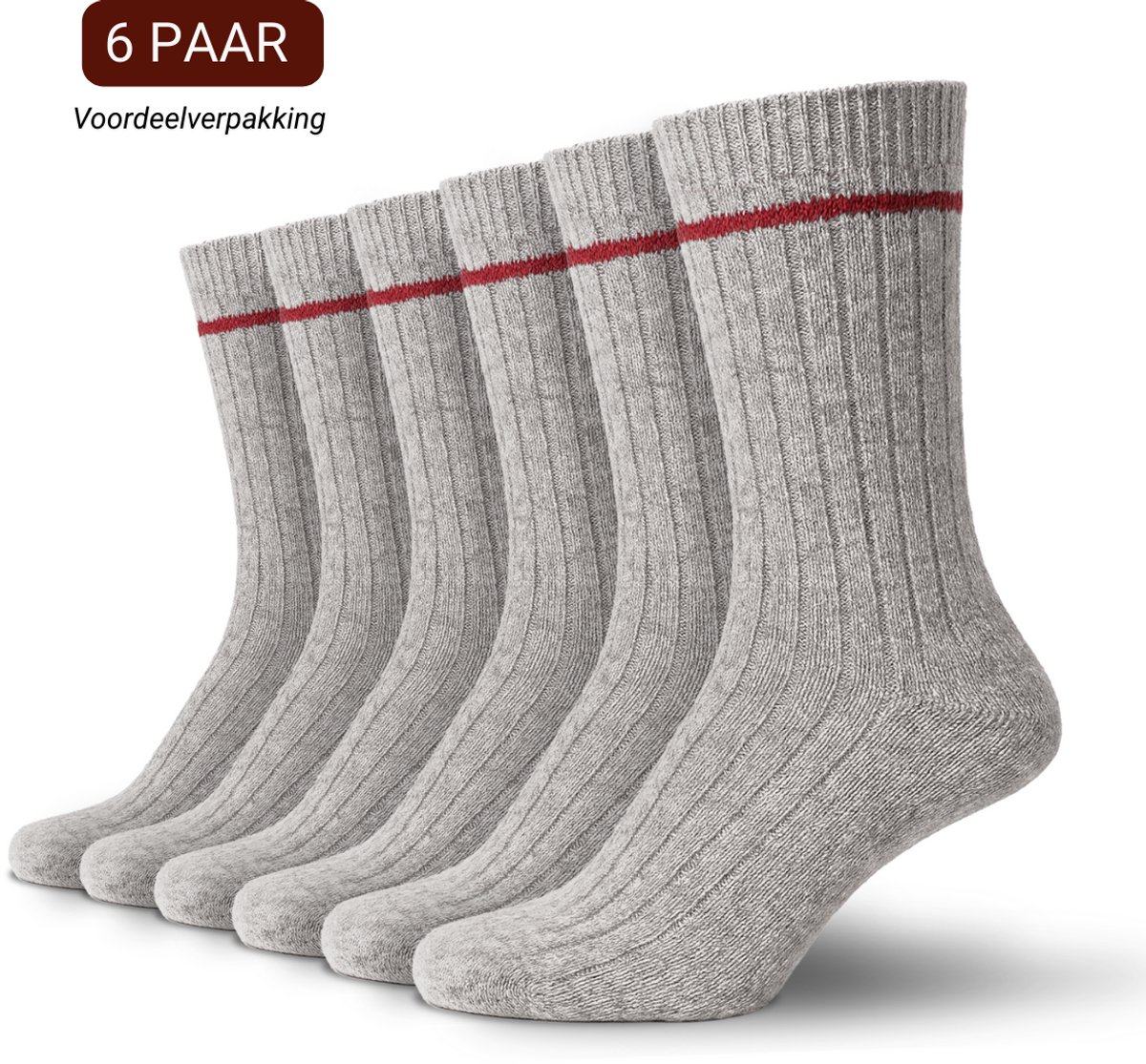 Sukats® The Norwegians – 6 Paar – Noorse Sokken met badstofzool – Maat 39-42 – Grijs – Dames en Heren – Voordeelverpakking – Nordic Socks – Warme Sokken – Wintersokken – Wollen Sokken – Scandinavische Sokken – Verwarmde Sokken