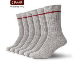 Sukats® The Norwegians - 6 Paar - Noorse Sokken met badstofzool - Maat 39-42 - Grijs - Dames en Heren - Voordeelverpakking - Nordic Socks - Warme Sokken - Wintersokken - Wollen Sokken - Scandinavische Sokken - Verwarmde Sokken