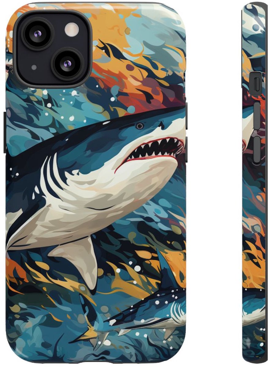 Abstracte Haaien in Oceaangolven – Telefoonhoesje Geschikt voor iPhone 13
