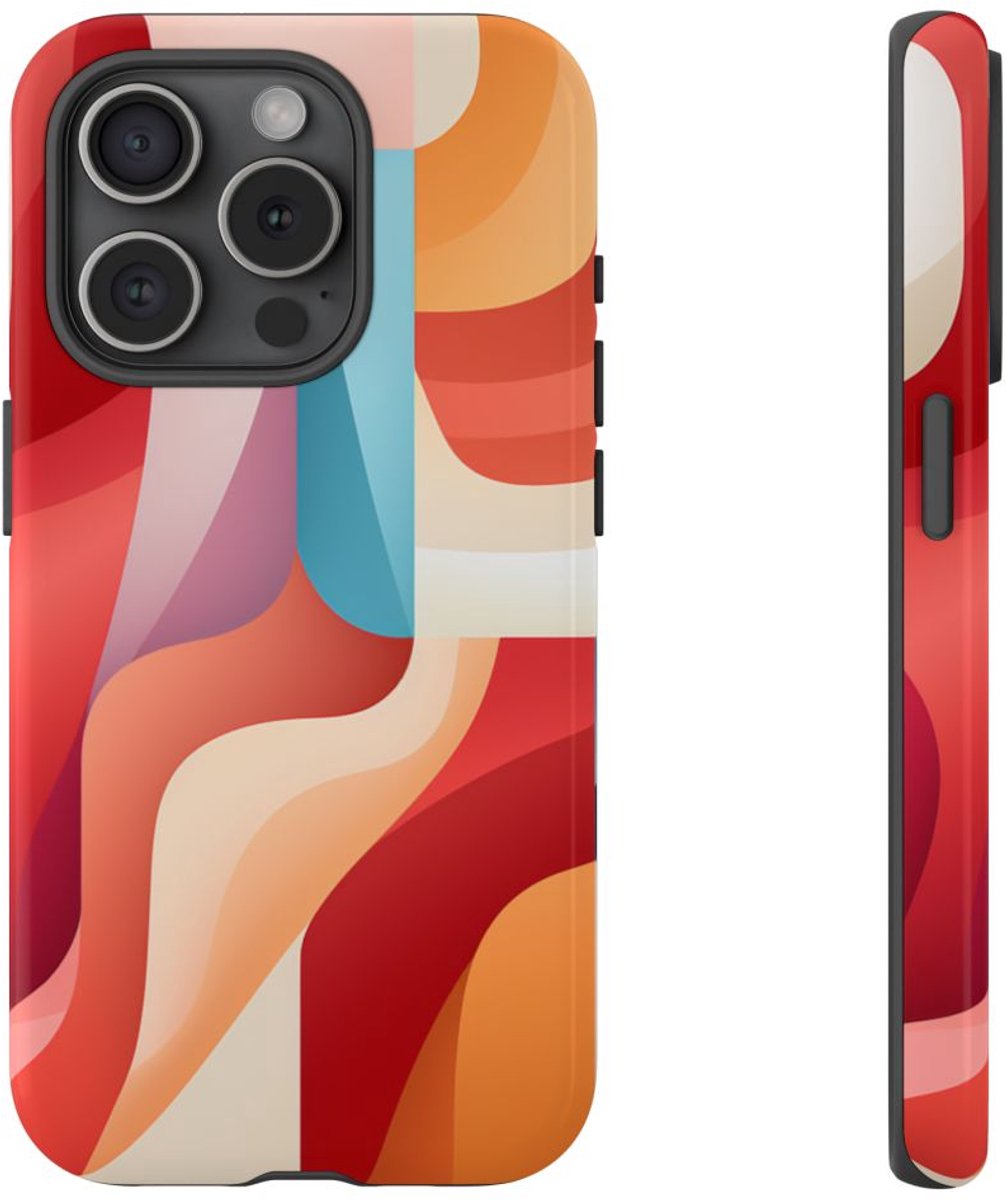 Abstracte Kleurrijke Gebogen Vormen – Telefoonhoesje Geschikt voor iPhone 15 Pro
