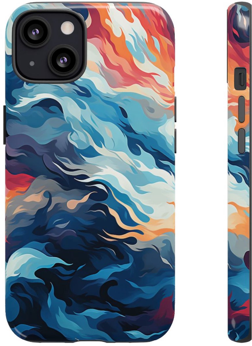 Abstracte Oceaangolven met Vurige Kleuren – Telefoonhoesje Geschikt voor iPhone 13