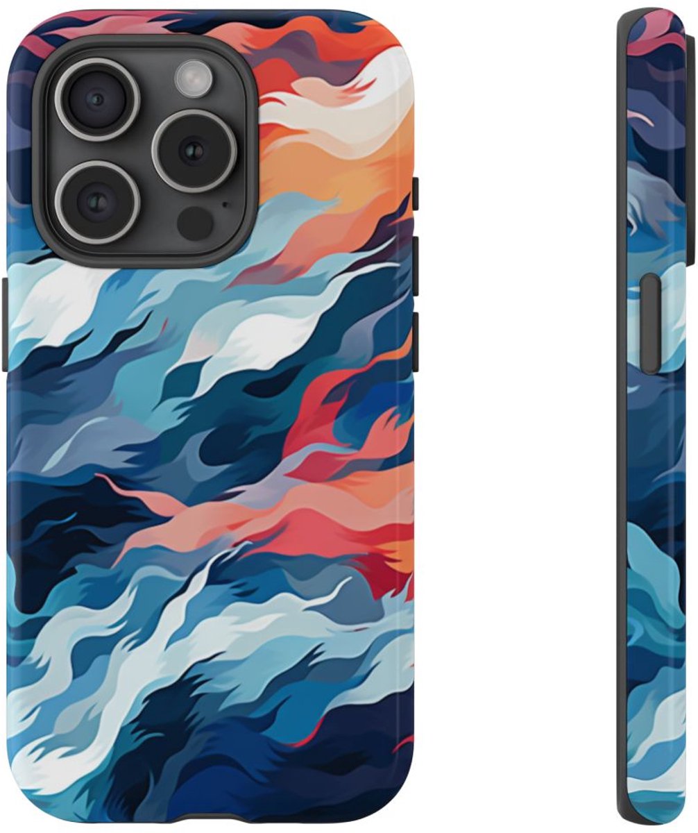 Abstracte Golvende Patronen – Telefoonhoesje Geschikt voor iPhone 15 Pro