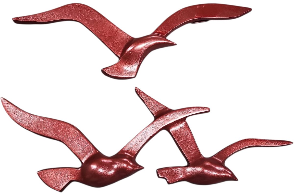 Wand - Decoratie - Wanddecoratie - Metaal - Metalen vogels - Vogels - Rood - 35 cm - Tuindecoratie