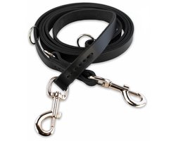 Multifunctionele Hondenriem - 220cm - Zwart - leren hondenriem - 100% volnerfleer - hondenriem leer - leiband hond - Lederen honden riem - Stevige leren hondenriem - Hondenleiband - Hondenlijn leer