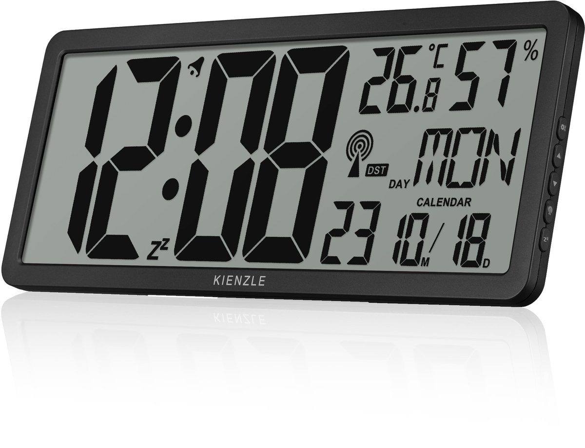 Kienzle Wandklok - Digitaal XXL - Antraciet - Zwart