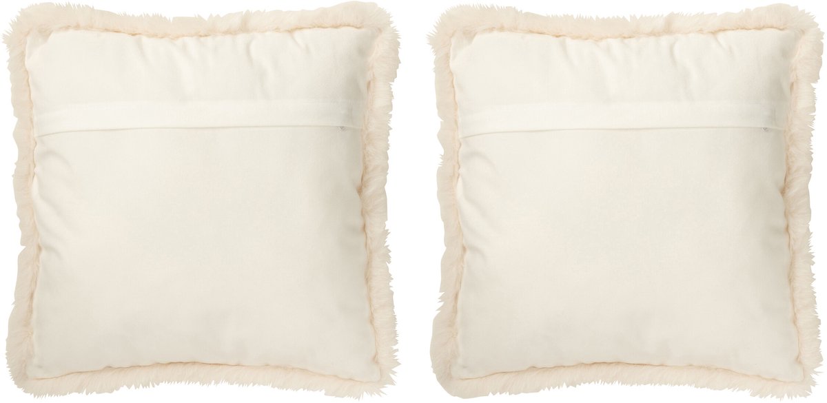 J-Line kussen Yack - polyresin - wit/bruin - small - 2 stuks Bruin - Wit
