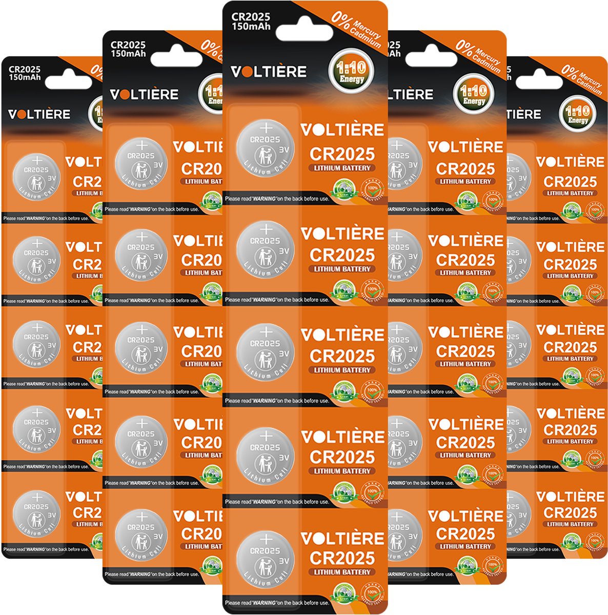 Voltière 25-Pack CR2025 Knoopcel Batterij - Lithium 3v CR2025