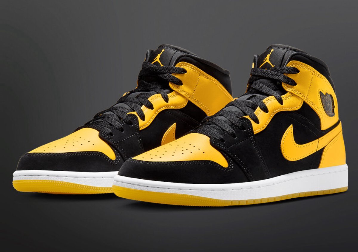 Nike Air Jordan 1 Mid Zwart geel