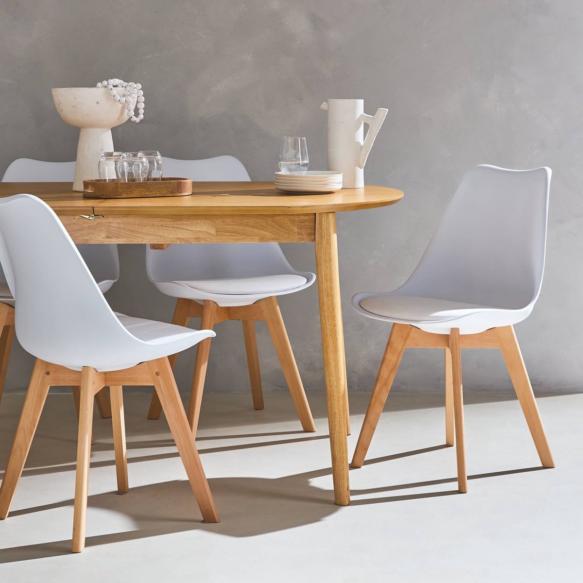 4 stuck-Eetkamerstoel-eettafel-woonkamer stoel-Design eetkamer stoel - Scandinavische stijl - Modern Design - set van 4 - Kuipstoel - Terrasstoel - Wit – foto 2