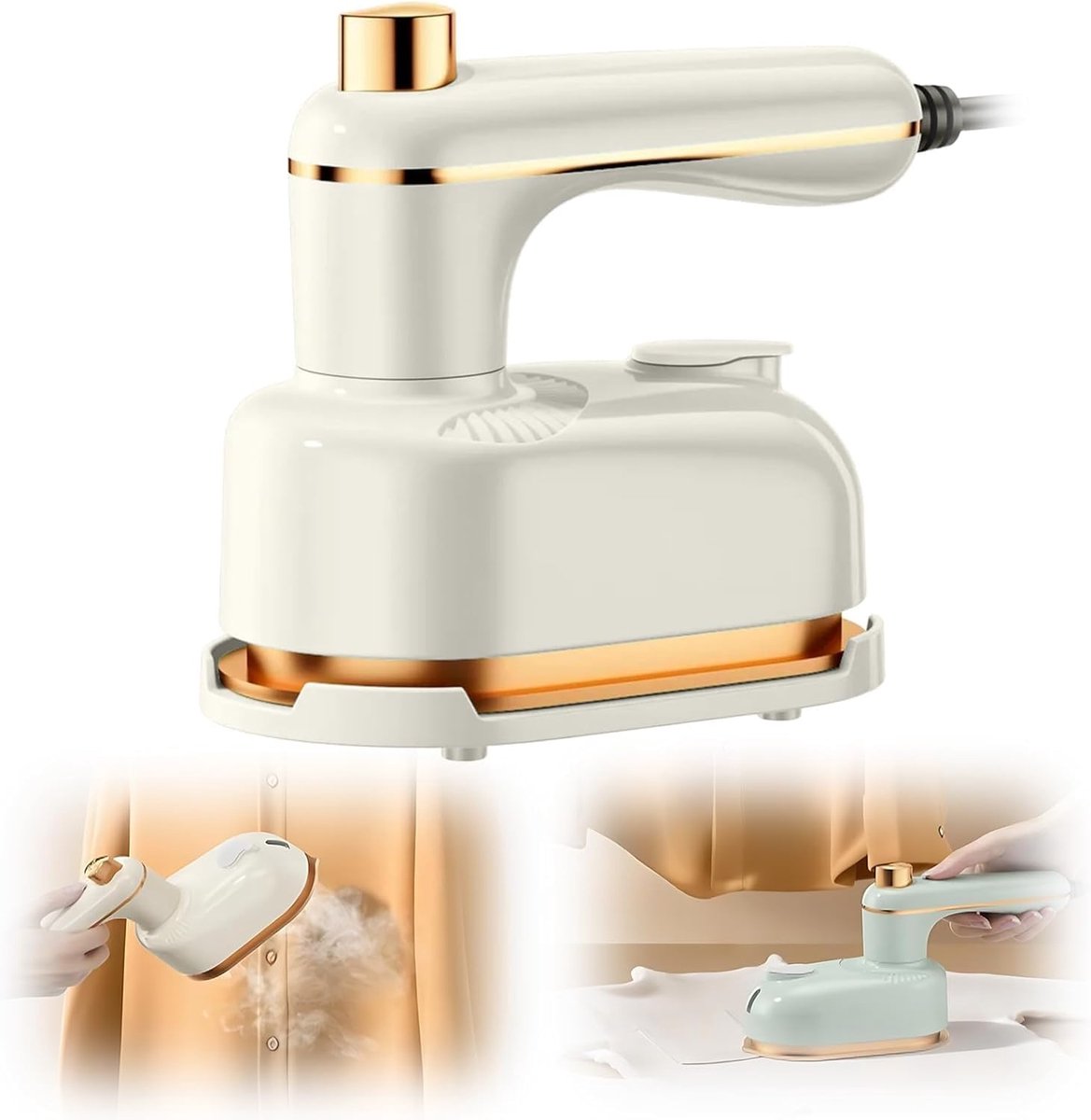 Draagbare stoomstrijkijzer, vacuümstomer voor kleding. Snelle opwarming in 5 seconden. Stomend strijken. Upgrade mini-strijkijzer voor studentenhuis. Mini-strijkijzer voor op reis. (Wit)