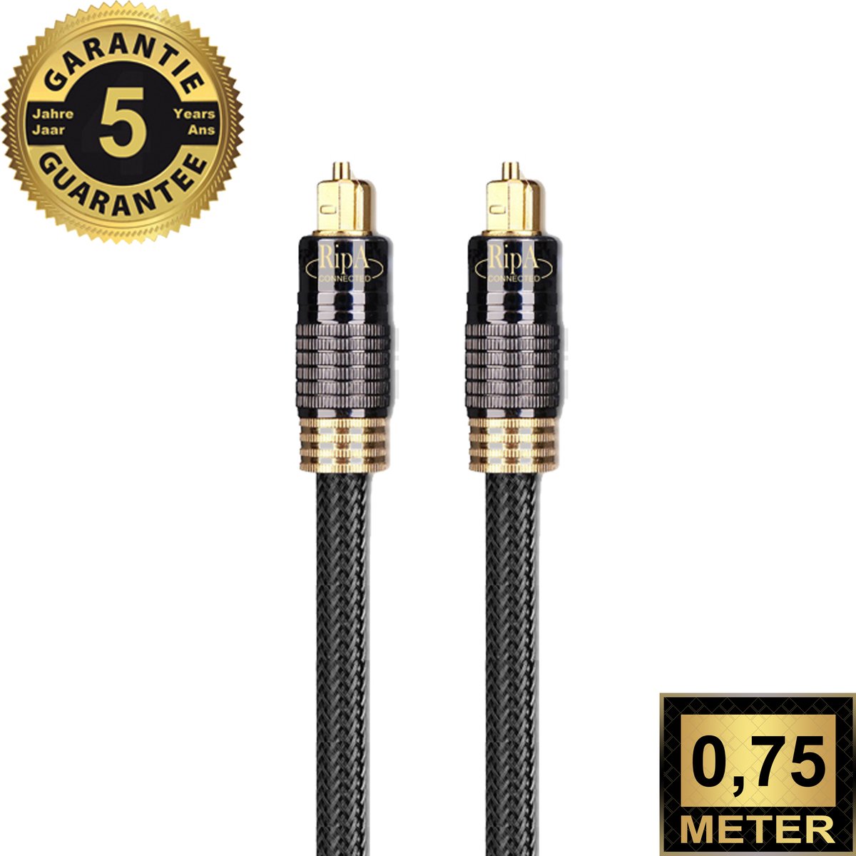 Ripa Connected Toslink Audio Kabel - 0,75M - Optische kabel - Optical naar Optical - Versterker