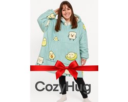 CozyHug Hoodie Deken – Oversized Oodie met Fleecevoering – Warme Sherpa Hoodie Blanket – Unisex – Avocado Print – One Size