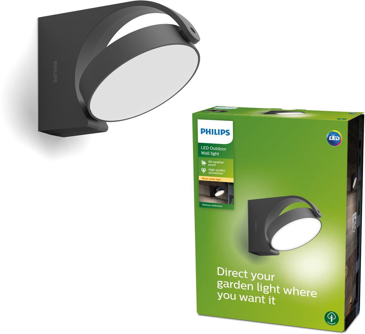 Philips Wandlamp Mimosa Antraciet 7w