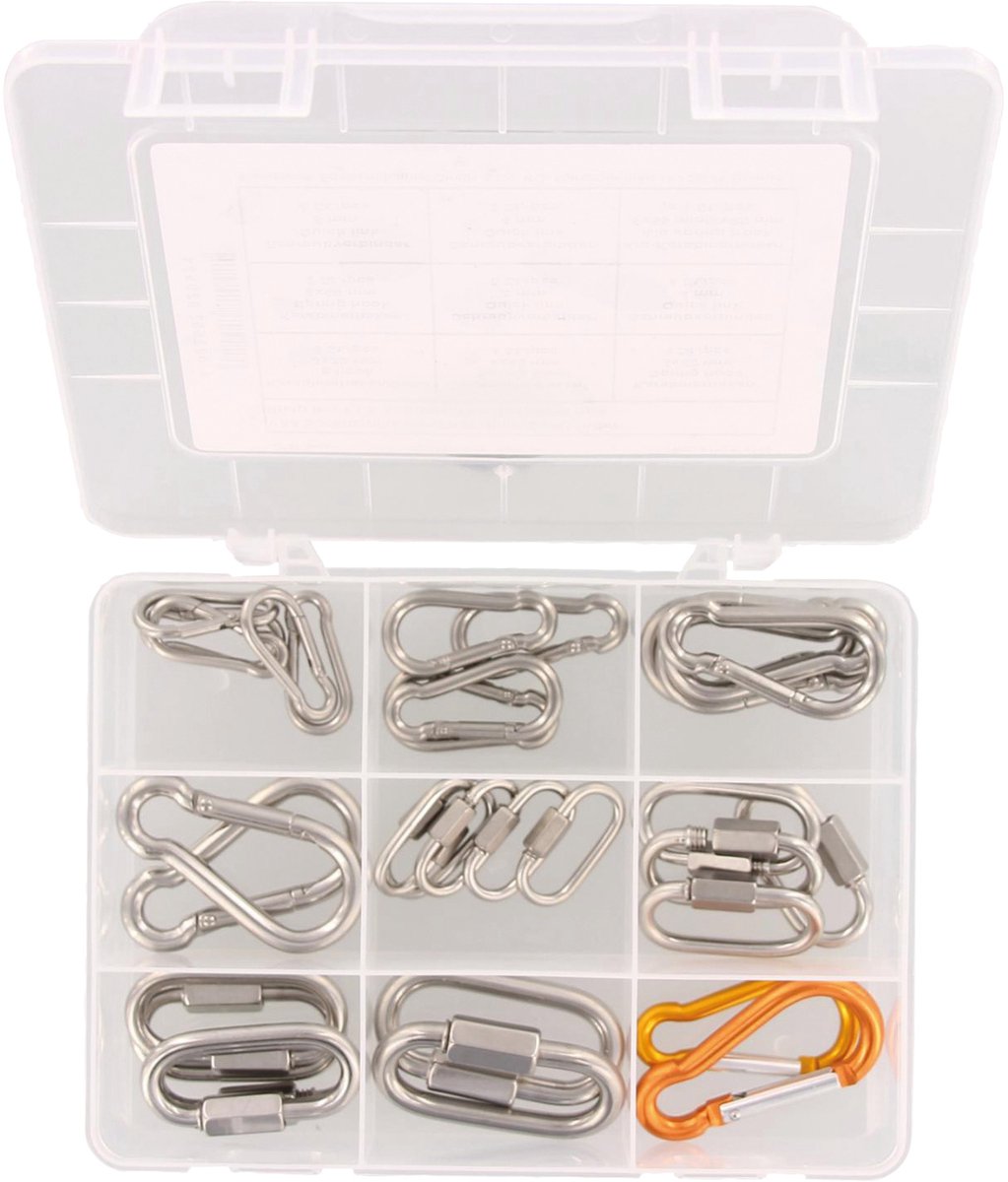 MARINETECH Assortiment Karabijnhaken & Verbindingen, 8152174010, A4, 4-8 mm, 32-delig