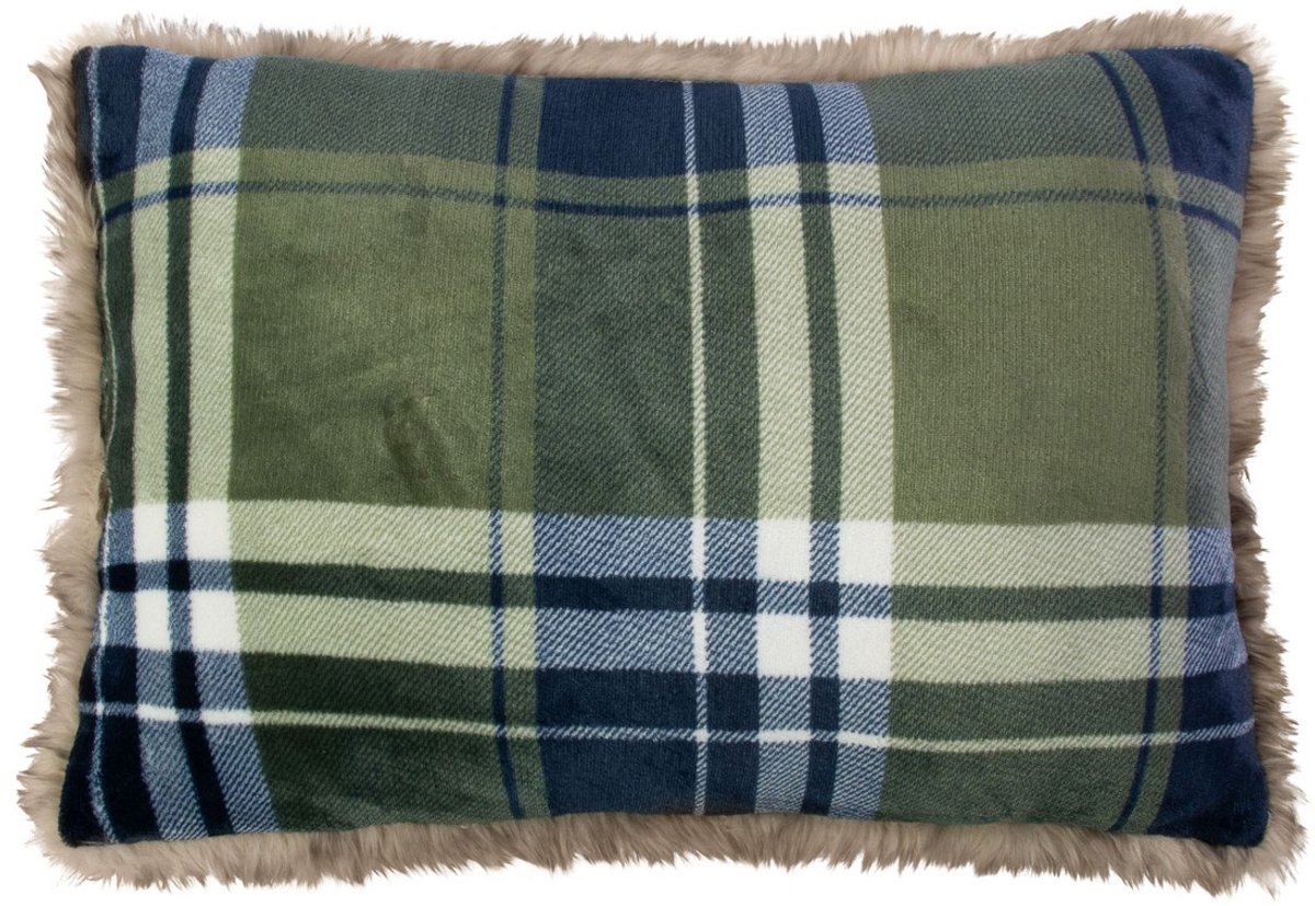 Mars & More Kussen faux fur ruit groen 40x60 cm