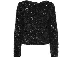 Only T-shirt Onlconfidence L/s Sequin Bow Top Jr 15360166 Black Dames Maat - L
