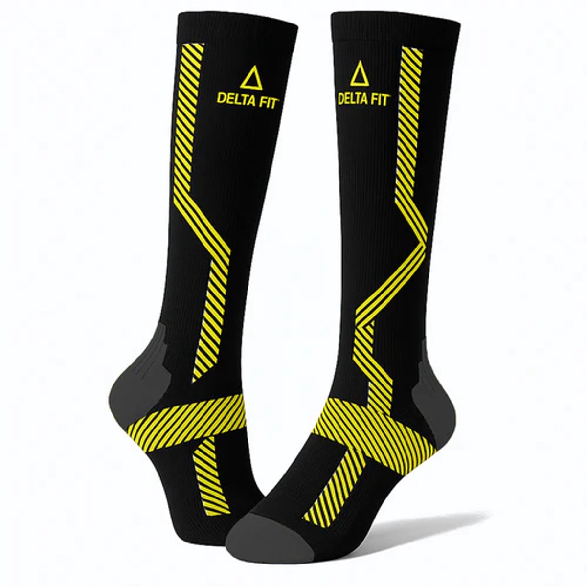 Delta Fit Compressiesokken Lang Heren & Dames – Zwart – Maat 43-46