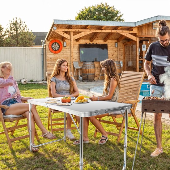 Sannaila Opvouwbare Campingtafel - Aluminium - Verstelbaar in Hoogte - 120 × 60 cm - Met Handgreep van Merkloos — afbeelding 4