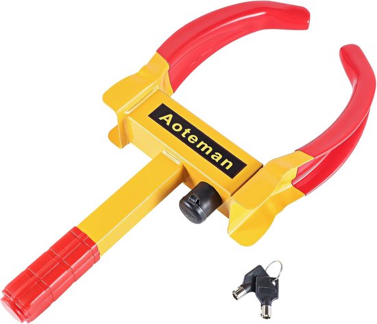 Fietsklauw met veiligheidsslot en 2 sleutels met koperen kern, veiligheidsslot voor auto's, caravans, aanhangers, motorfietsen, trucks, bandenklauw, diefstalbeveiliging