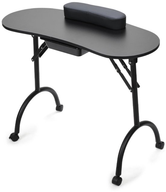 Opvouwbare manicuretafel 90 x 37 x 70 cm met draagtas Nageltafel Manicuretafel voor nagelreconstructie met wieltjes Zwart