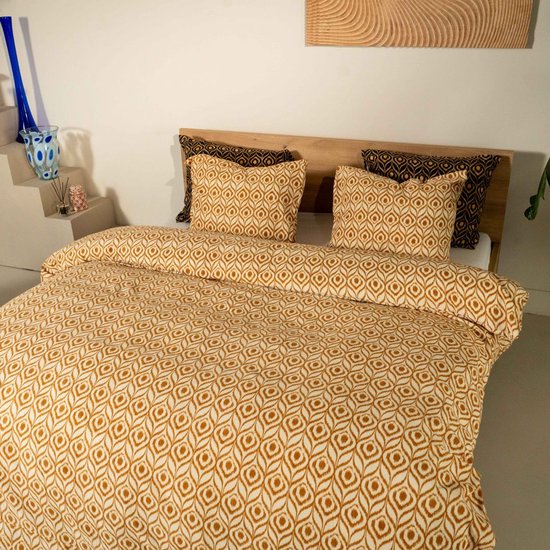 Kayori Yra Dekbedovertrek Flanel - 240x200-220 +2 slopen - Superzacht & Isolerend - Lits-jumeaux - Goud van Kayori — afbeelding 2