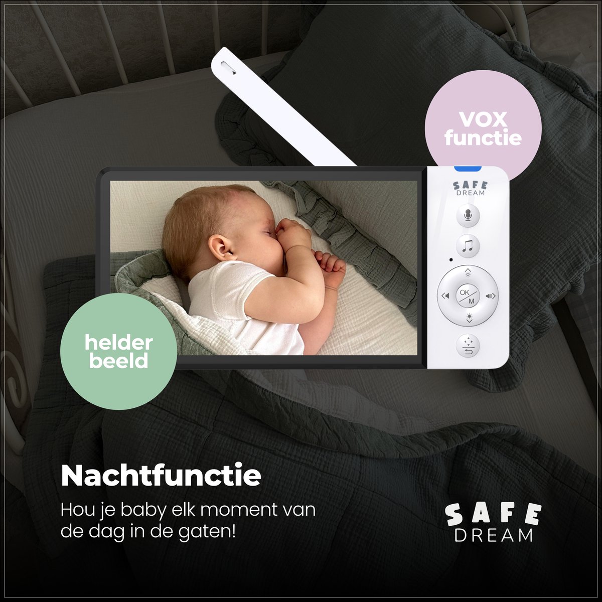 SafeDream Babyfoon - baby monitor - Tot 30u batterijduur thumbnail 4