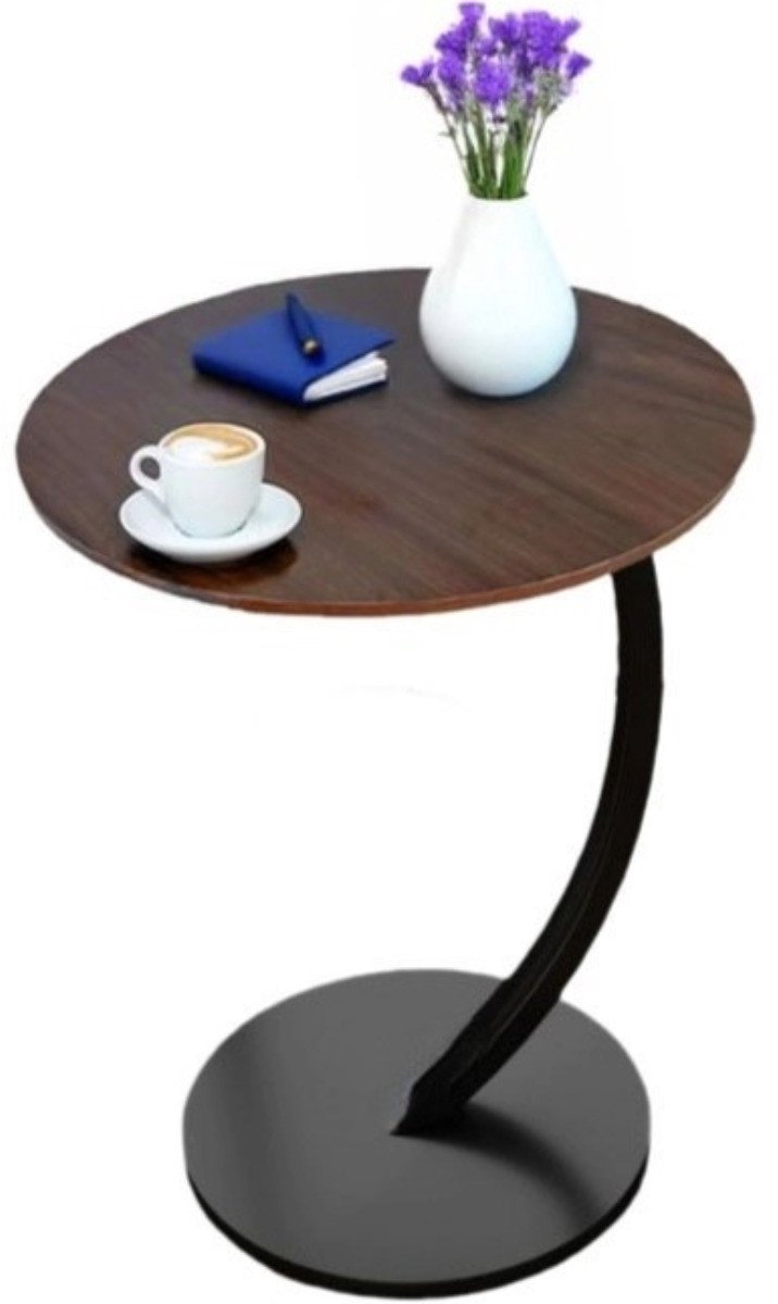 Ceruzo Bijzettafel Bruin - Ø40 cm - H60 cm - kleine bijzettafel - C-vorm - Banktafel