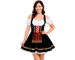 Joya Party® Oktoberfest Dirndl Jurk Dames | Sexy Bierfeest Outfit met Kant en Rits | Tiroler Jurk | Verkleedjurk voor Carnaval & Halloween Vrouwen | Maat M