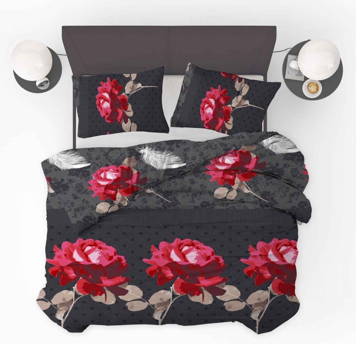 Dekbedovertrek Roses Black Red - 140x200/220cm + 1 kussensloop - 100% Microperkal