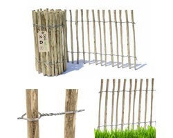 be4nature Hazelaar Kastanje staketenzaun 5m x 60cm hoog 8-10cm rolhek houten tuinhek borderhek decoratief tuinhek tuinafscheiding erfafscheiding hondenhek kippenhek