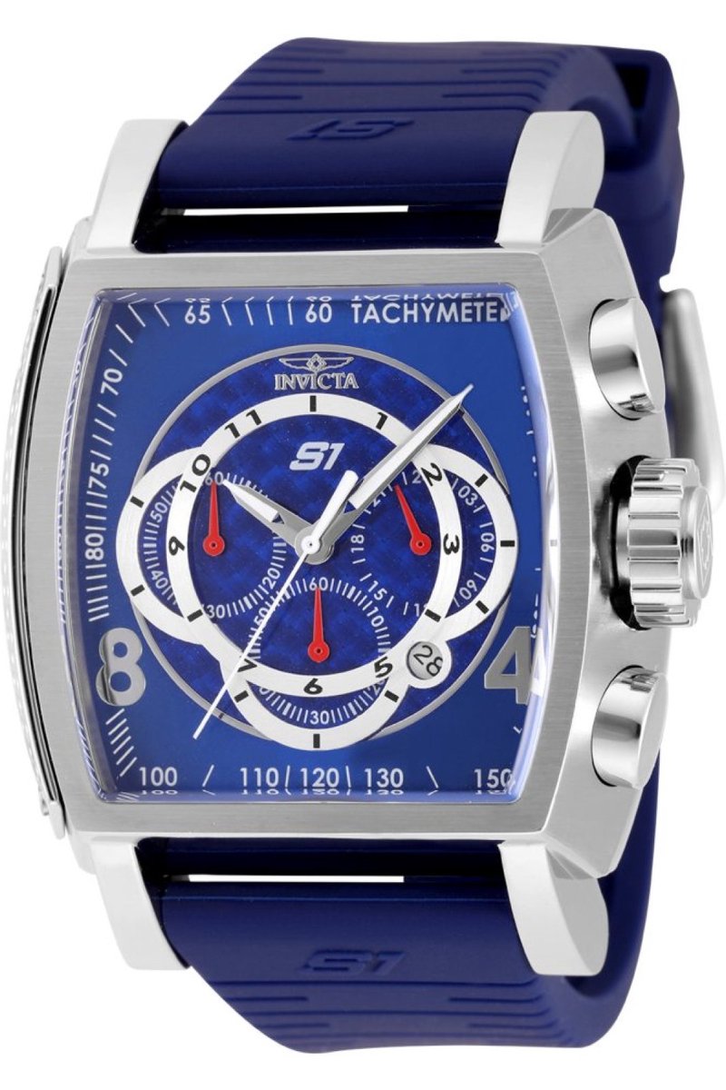 Invicta S1 Rally 48428 Heren Horloge - Waterdicht - Analoog - Quartz Uurwerk - Roestvrij Staal met blauwe Wijzerplaat - 48mm