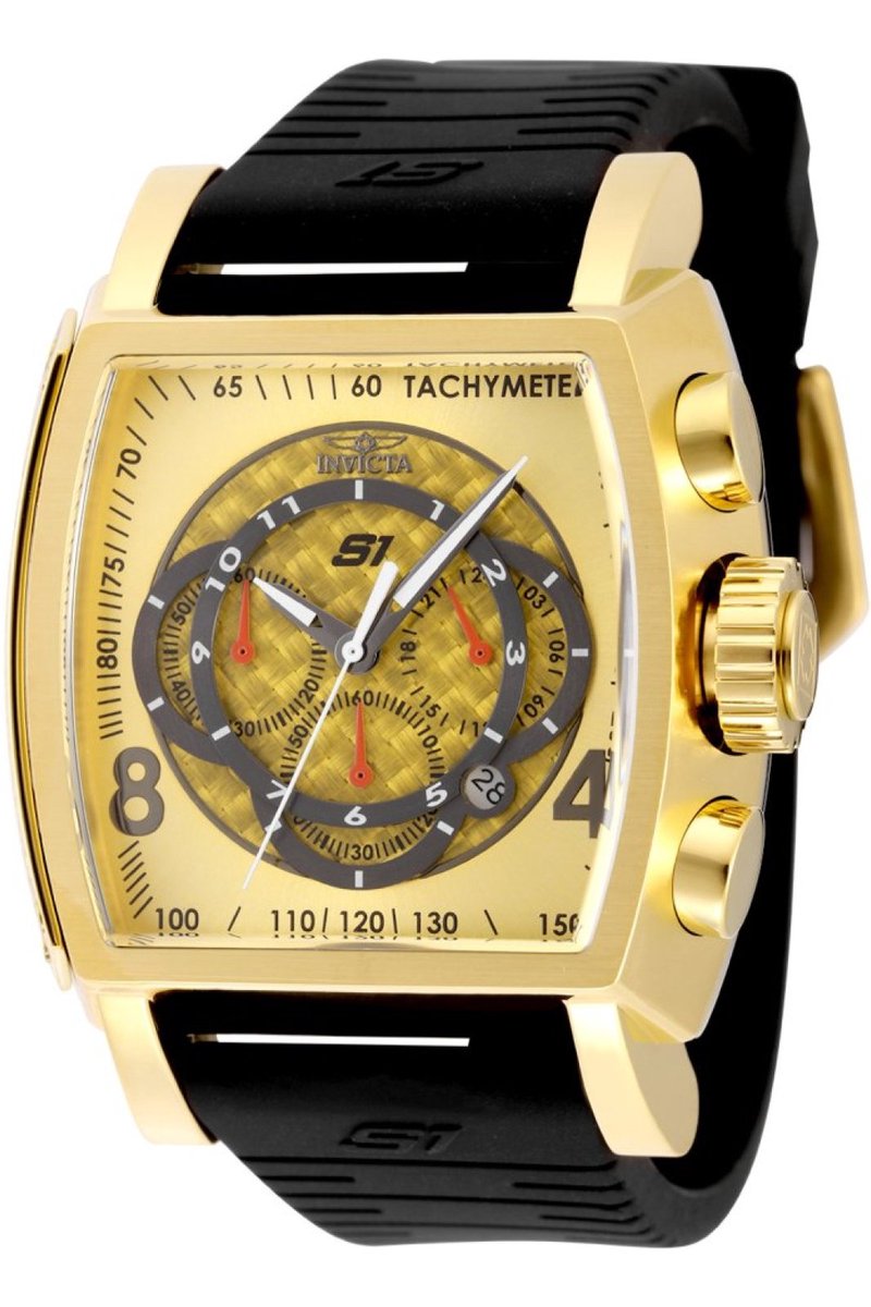 Invicta S1 Rally 48434 Heren Horloge - Waterdicht - Analoog - Quartz Uurwerk - Roestvrij Staal met gouden Wijzerplaat - 48mm