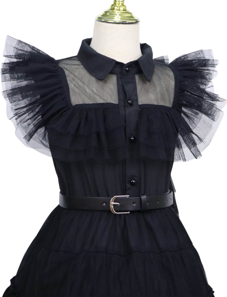 Joya Kids® Gotische Jurk Kind | Halloween Verkleedjurk Meisje | Zwarte Tule Jurk met Riem | Gothic Verkleedkleding Kind | Horror Films Kostuum | Family Kostuum | — afbeelding 12