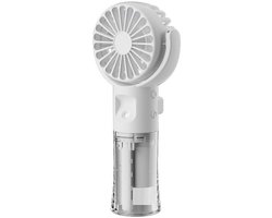 Draagbare handzame mistventilator - Mini draagbare oplaadbare ventilator - Draagbare ventilator met 4 snelheden - USB oplaadbare ventilator - Geschikt voor buiten, kantoor, kamperen, reizen, accessoire (Wit)