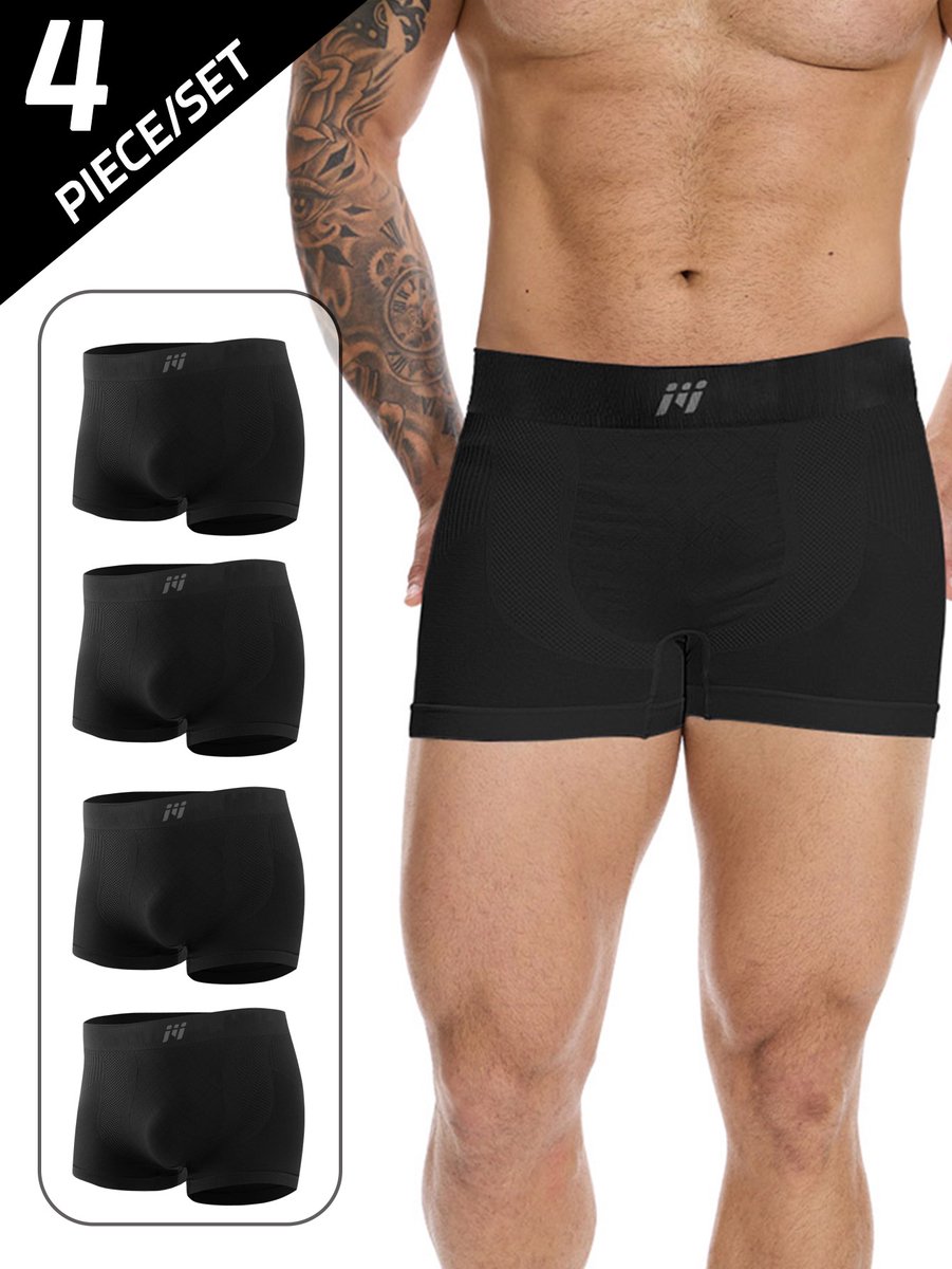 VIMOSE Sportonderbroeken Heren - Sport Boxershorts - 4 pack -Vier zwarte-S
